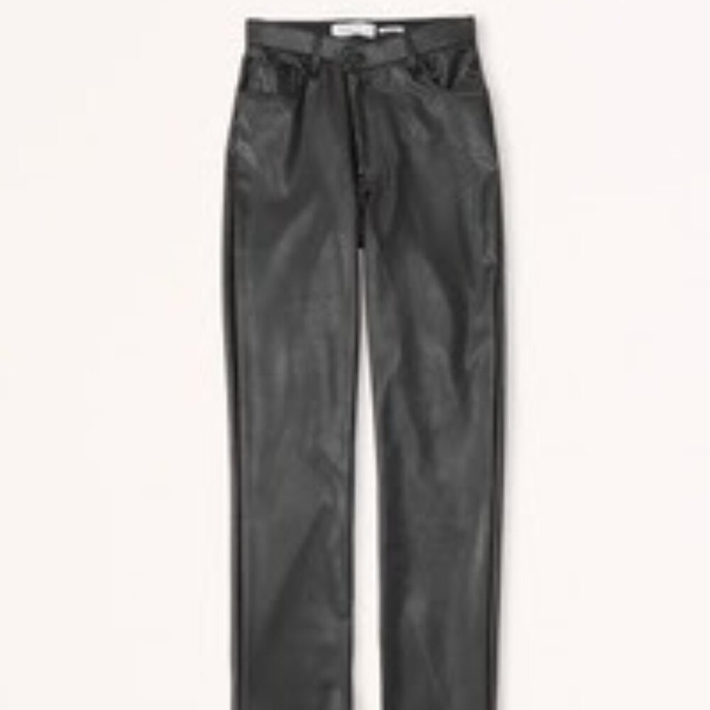 Abercrombie & Fitch Criss-Cross Waistband Vegan Leather 90s Straight Pants